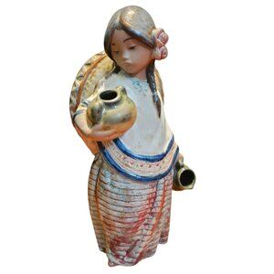 SOLD - LLADRO Pepita Sombrero Mexican Girl Jug Figurine 2140 Gres Spain Collect…